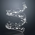 3D Rendered Water Fountain Featuring Spiral Flow And Splashing Transparent Droplets