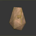 Decorative Metallic Polyhedral Sculpture With Carved Patterns Hollowed Square And RF Lettering