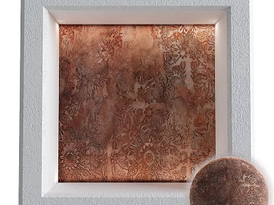 Decorative Wall with Intricate Patterns in Copper Brown Tones and White Frame Accent 3d model