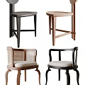 Modern Dining Chairs With Wooden Frame Rattan Backrest And Upholstered Seat Design