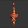 Red Pixel Art Dragon With Blocky Design Shiny Surface And Reflective Background 3d model