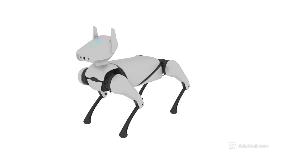 Smart Robot Dog With White Exterior Black Legs And Blue Head Light Design 3d model 