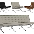 Modern Leather Sofa Set With Tufted Design Black White Brown Colors And Metal Legs