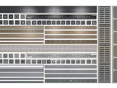 Detailed Industrial Metal Perforated Panels With Grid Strips And Textured Surfaces 3d model