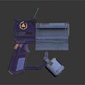 Futuristic Sci Fi Weapon With Purple Blue Body Green Screen And Red Circular Parts
