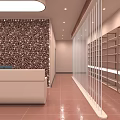 Boutique Store With Arched Doorways White Cloth Covered Furniture Brown Tiled Floor And Recessed Lights