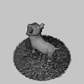 Cartoon Dog Character with Big Eyes Tongue Out Brown White Fur Standing on Blue Grass