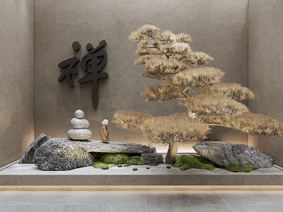 New Chinese style landscape sketch courtyard landscape model