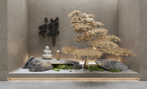 New Chinese style landscape sketch courtyard landscape 3d model