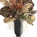 Black Vase Arrangement with Dried Pampas Grass Eucalyptus and Hydrangea in Warm Tones