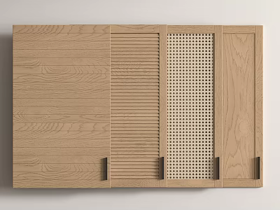Modern Wooden Decorative Panel With Natural Grain Striped Perforated Textures 3d model