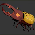 Vibrant 3D Beetle Model With Red Mandibles And Yellow Patterned Body