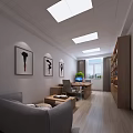 Modern Office Interior With Desk Computer Chair Sofa Wall Art And Natural Light