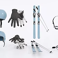 Essential Skiing Sports Equipment With Helmet Gloves Skis Poles And Goggles