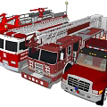 Red Fire Trucks With Ladders And Emergency Equipment For Rescue Missions