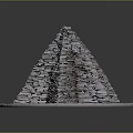 Stone Pyramid Architectural Structure with Stacked Stones on Circular Base Surrounded by Gravel