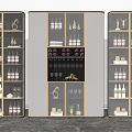 Elegant Modern Wine Cabinet Design With Glass Doors Wine Bottles And Decorative Items