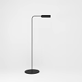 Modern Black Floor Lamp with Slim Pole Round Base and Horizontal Shade 3d model