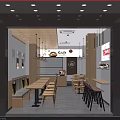Fenmian Shijia Noodle Restaurant with Red Signage Wooden Tables Chairs and Pendant Lights
