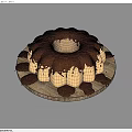 Freshly Baked Golden Brown Bundt Cake with Red Glaze on Wooden Platter