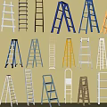 Hardware Tools Collection Of Various Ladders In Different Types And Colors 3d model