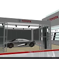 Toyota Exhibition Booth Display With White Structure Glass Walls Lighting And Sports Car
