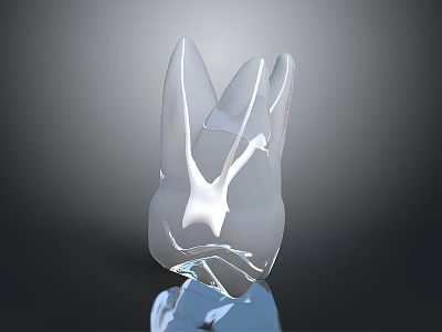 Transparent Rabbit Head Model With Long Ears Smooth Surface And Dark Background 3d model