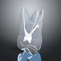Transparent Rabbit Head Model With Long Ears Smooth Surface And Dark Background 3d model