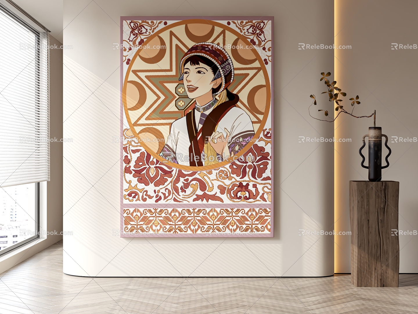 Decorative Painting of Minority Characters 3d model