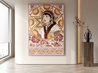 Decorative Painting of Minority Characters 3d model