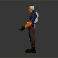 Game Movie 3D Character With Blue Skin Orange Helmet Glowing Arm Devices Brown Pants Boots