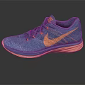 Nike Blue Running Shoes With Knitted Upper Orange Logo And Orange Sole