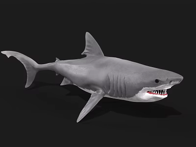 Gray Shark With Open Mouth And Sharp Teeth As Aquatic Animal 3d model