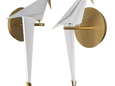 Modern Origami Style White Wall Lamps With Golden Base And Decorative Design 3d model