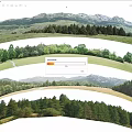 Picturesque Natural Landscape Background Wall With Rolling Green Mountains Lush Forests And Open Grasslands