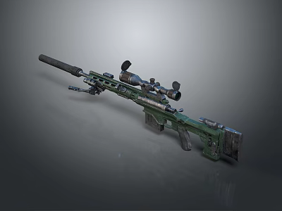 Camouflage Military Style Sniper Rifle With Tactical Scope And Metal Body 3d model