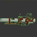 Red And Silver Heavy Duty Mechanical Weapon With Modern Design And Barrel Structure