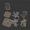 Various Construction Components Including Stone Blocks And Metal Squares 3d model