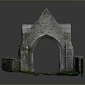 Ancient Stone Arch Ruin with Moss Covered Bricks and Weathered Historical Structure 3d model