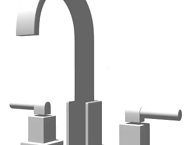 Sleek Modern Faucet Design With Two Handles And Curved Spout 3d model