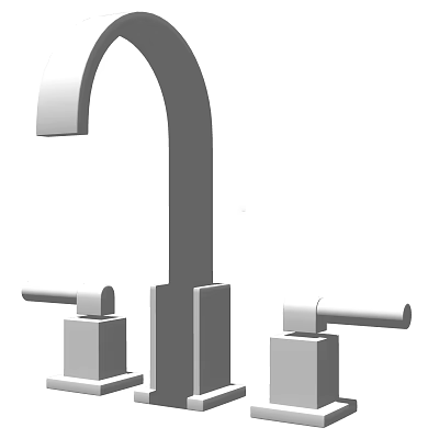 Sleek Modern Faucet Design With Two Handles And Curved Spout 3d model