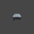 Old Blue Sedan Car With Missing Wheels And Worn Body Condition