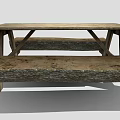 Rustic Wooden Outdoor Picnic Table With Benches And Natural Wood Grain