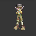 Game Movie Character With Cat Ears White Hat Yellow Outfit Brown Boots Pose