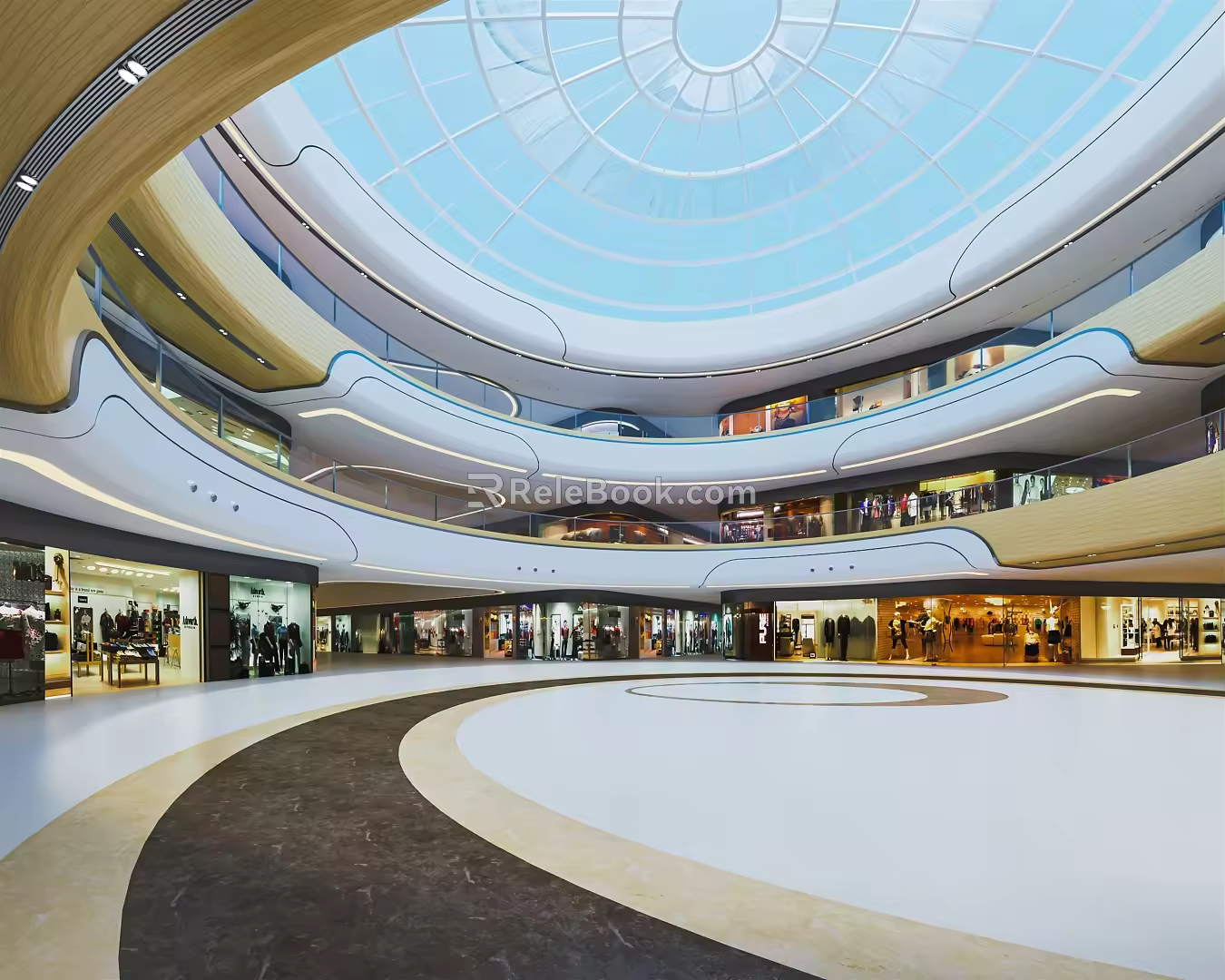 Modern Atrium Shopping Mall Atrium Shopping Mall Lobby Shopping Mall Escalator Sightseeing Elevator Atrium View 3d model