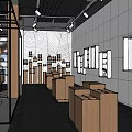 Modern Mall Store Interior Featuring Wooden Display Shelves And Bright Lighting Design