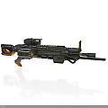 Futuristic Sci Fi Weapon Design With Green Orange Accents And Tactical Scope