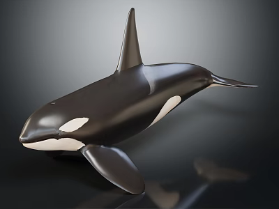 Orca Marine Animal Model With Black And White Body Dorsal Fin And Pectoral Fin 3d model
