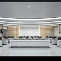 Modern Conference Room With Large Display Screens Earth Map Data Visualization Tables And Chairs 3d model