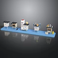 Modern Kitchen Scene Components With Island Counter Cabinets Appliances And Worktops